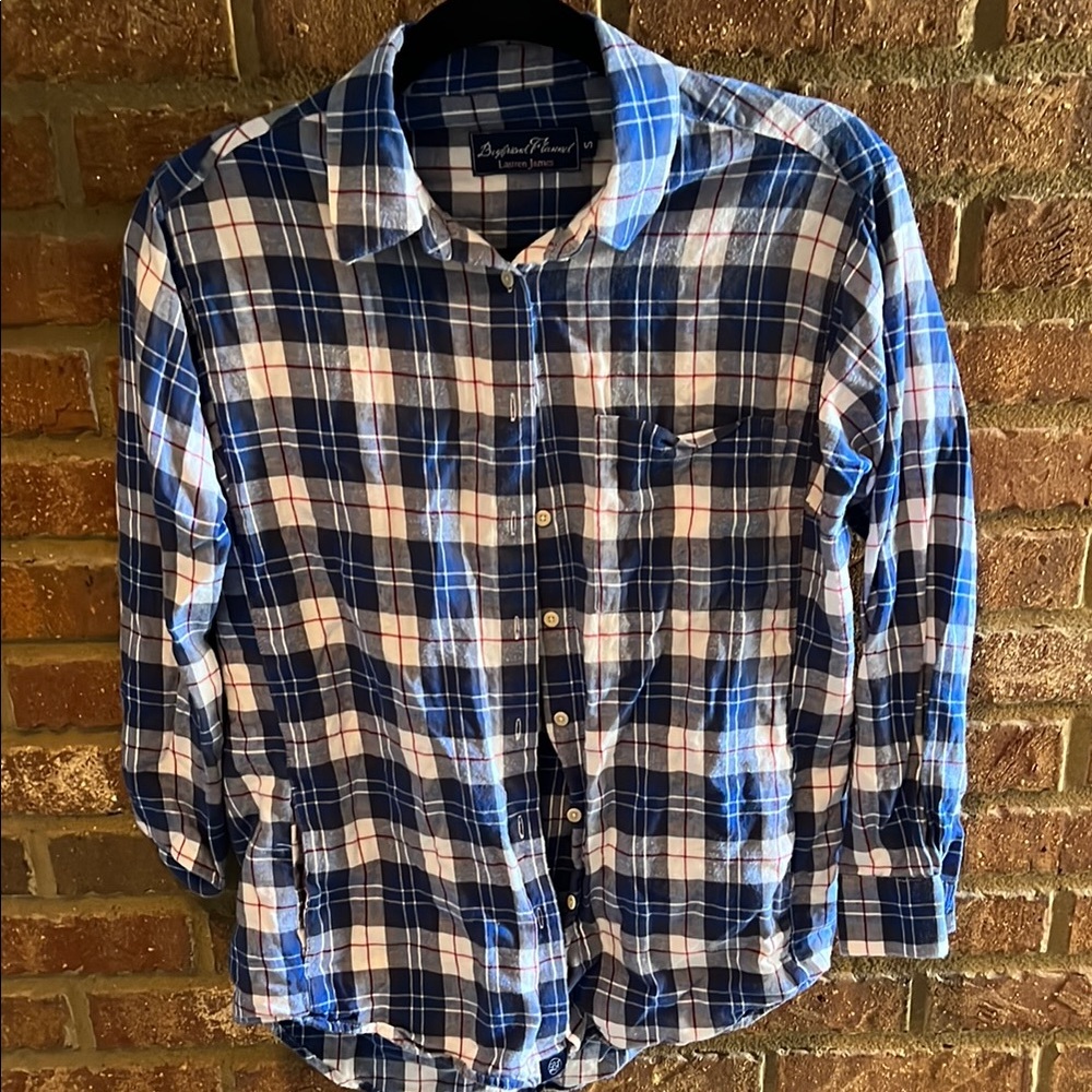 Blue Plaid Button-Up Shirt